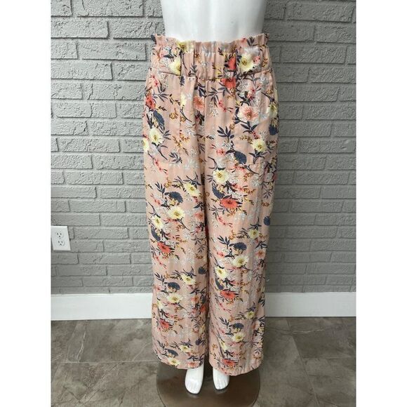 Maze Floral Multicolored Wide Leg Paper Bag Pant Size M - Picture 1 of 9